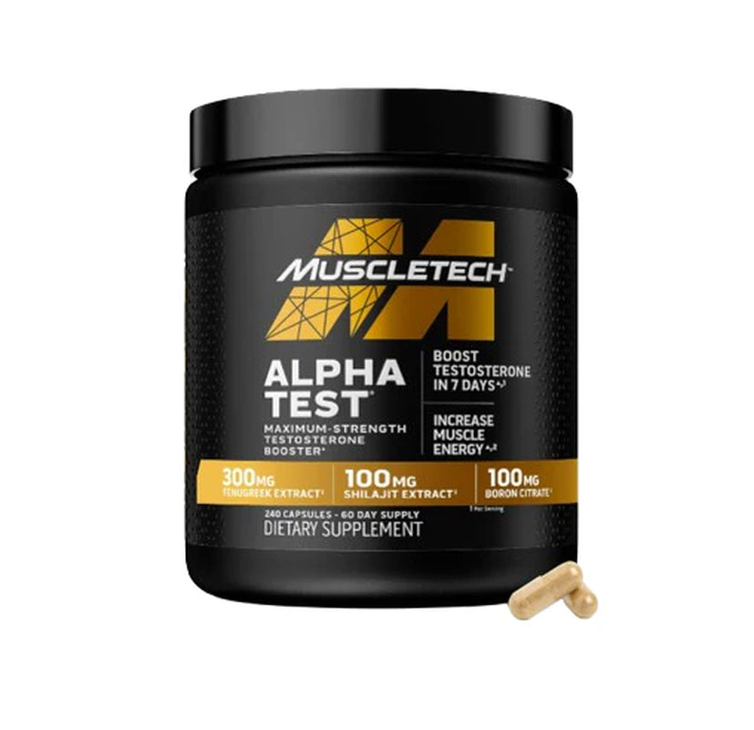 Muscletech Testosterone Booster for Men, Alphatest - T-Boost Mens Supplement with Tribulus Terrestris & Boron - Daily Male Gym Workout Supplements for Muscle Growth, Stamina & Energy - 240 Pills
