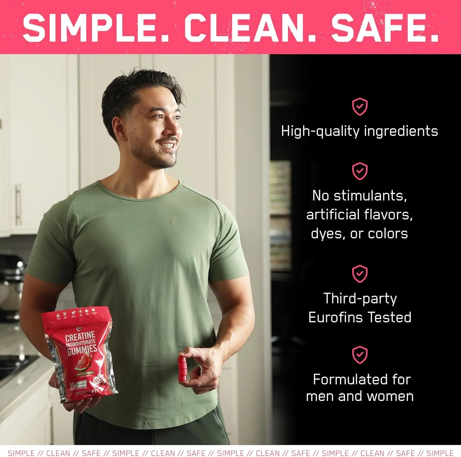 Steelfit Creapure Creatine Monohydrate Gummies for Men & Women, Juicy Watermelon - Gym Workout Nutritional Supplements for Muscle Gain, Brain Health & Strength Building Dietary Supplement, 120 Gummies