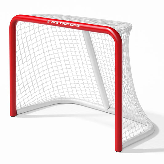 Metal Street Hockey Goal 28X20 Inch Heavy Duty Steel Frame with Net Outdoor Hockey Net for Youth & Adults Ball Roller & DEK Hockey Practice Goal Easy Assembly