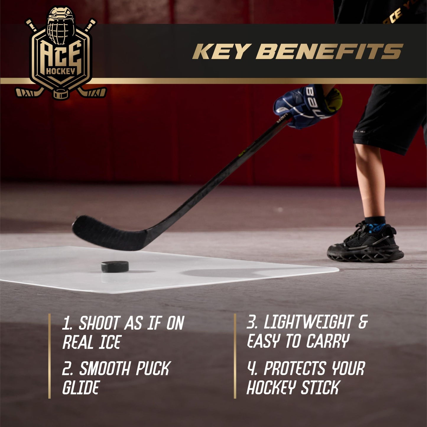 Shooting Pad 24X48 Inch Shoot like on Real Ice Practice Shooting Stickhandling Passing Skills on 8 Sqft Convenient off Ice Training Easy to Carry Synthetic Ice Mat
