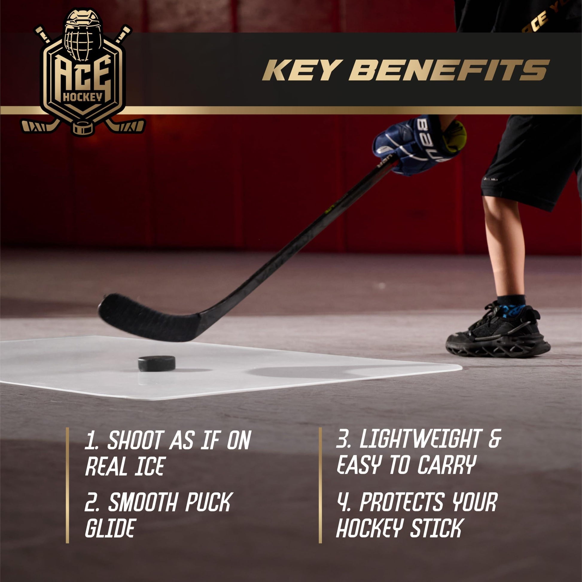 Shooting Pad 24X48 Inch Shoot like on Real Ice Practice Shooting Stickhandling Passing Skills on 8 Sqft Convenient off Ice Training Easy to Carry Synthetic Ice Mat