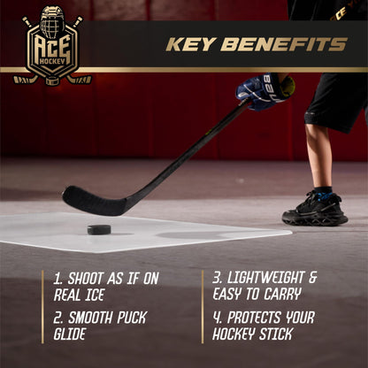 Shooting Pad 24X48 Inch Shoot like on Real Ice Practice Shooting Stickhandling Passing Skills on 8 Sqft Convenient off Ice Training Easy to Carry Synthetic Ice Mat