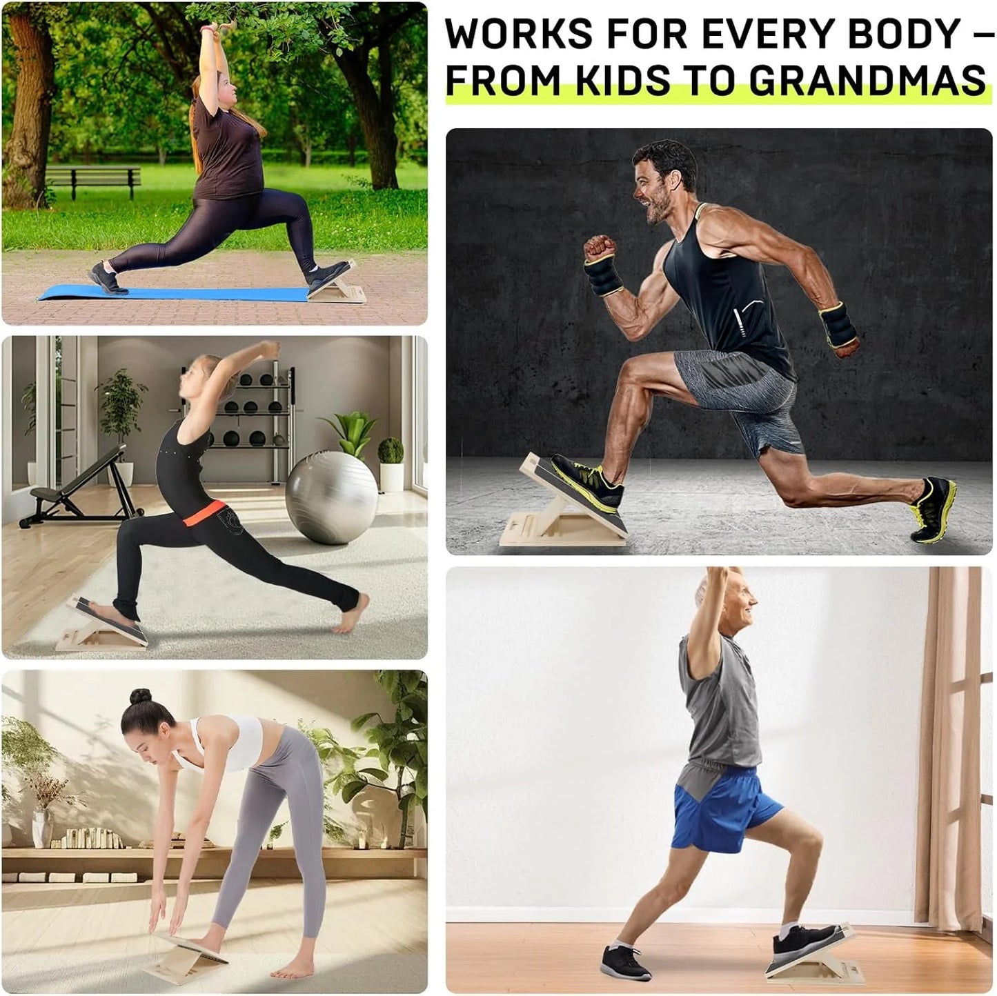 3Rd Gen Adjustable Slant Board for Calf Stretching & Squat Wedge – Non-Slip Physical Therapy Equipment, Portable Rehab Stretching Board for Flexibility, Recovery & Strength Training