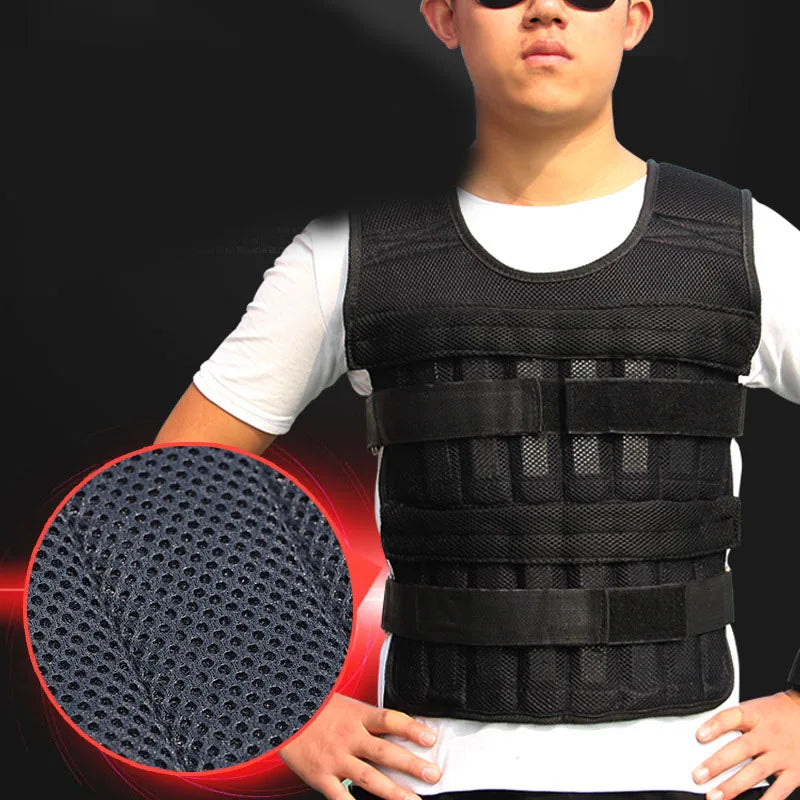 20Kg Weighted Vest Adjustable Loading Weight Jacket Exercise Weightloading Gym Equipment Boxing Training Waistcoat （Only Vest）